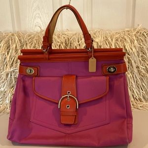 Coach Red & Pink (Raspberry) Trim Satchel